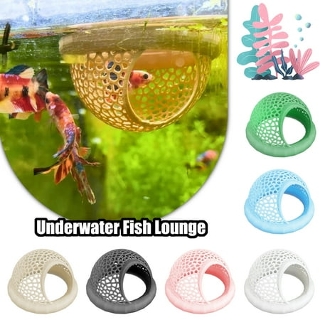 Betta Fish Tunnel Hammock Betta Fish Tank Accessories Feeder Ring & Resting Spot Floating Fish Tank Decorations for Small Fishs & Shrimp (Green)