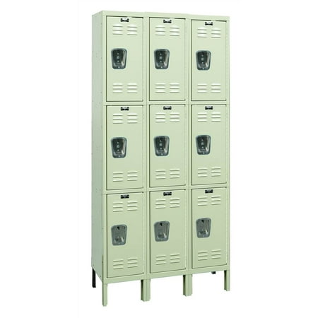 Triple Tier 3-Wide Galvanite Locker in Parchment (Small)