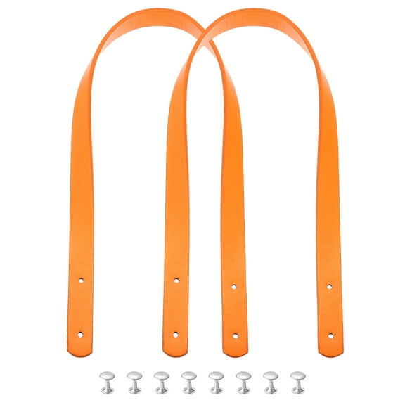 2pcs 24 Inch (60cm) Leather Purses Straps Handbag Belt Band Bag Handle, Orange Yellow