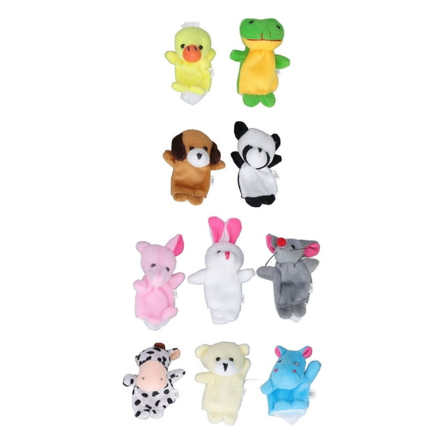 Marionetas de dedo de animales, 10 piezas Marionetas de dedo cortas Marionetas de mano Máxima comodidad