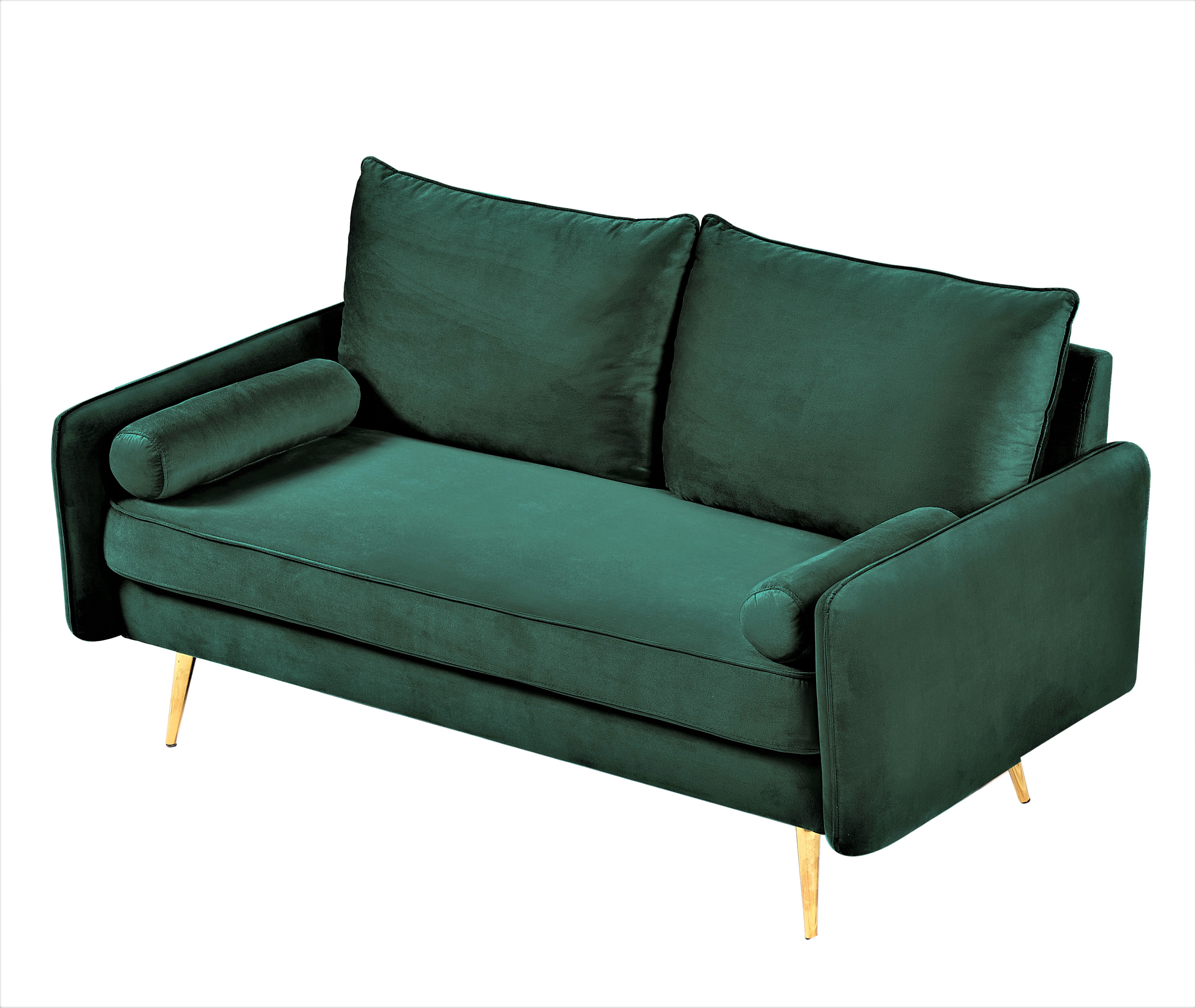 US Pride Furniture Villeda 58''W Polyester Square Arms Loveseat Green