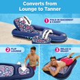 thumbnail image 3 of Oversized Ultimate Pool Lounger, Inflatable Pool Float with UPF 50 Sunshade Canopy, Heavy Duty, X-Large, Navy/Aqua/White Stripe, 3 of 12