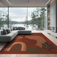thumbnail image 2 of ODIKA 6'x9' Washable Area Rug Non-Slip, Easy Care, Terracotta Abstract Leaf Design Shapes with Modern Geometric Touch for Family Room, Living Room, Master Bedroom, 2 of 7