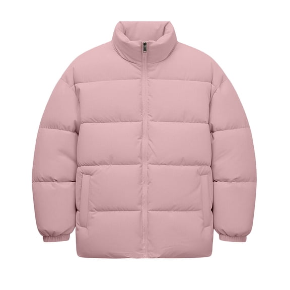 StSilkitty Mens Puffer Jacket Zip up Long Sleeve Stand Collar Thick Warm Jacket Coat Winter Casual Outerwear with Pockets
