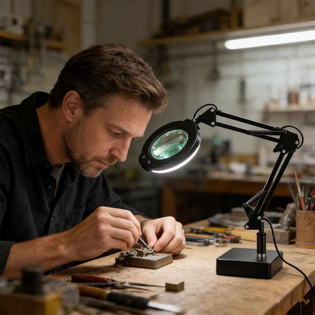 Brilliant Led Magnifying Lamp Offering Extendable Arm And Strong Metal Support