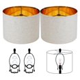thumbnail image 1 of Juego de 2 tambores negros Lamp Shade JNIBOAO, color dorado mediano, 30 x 23 cm, lino, 1 of 7