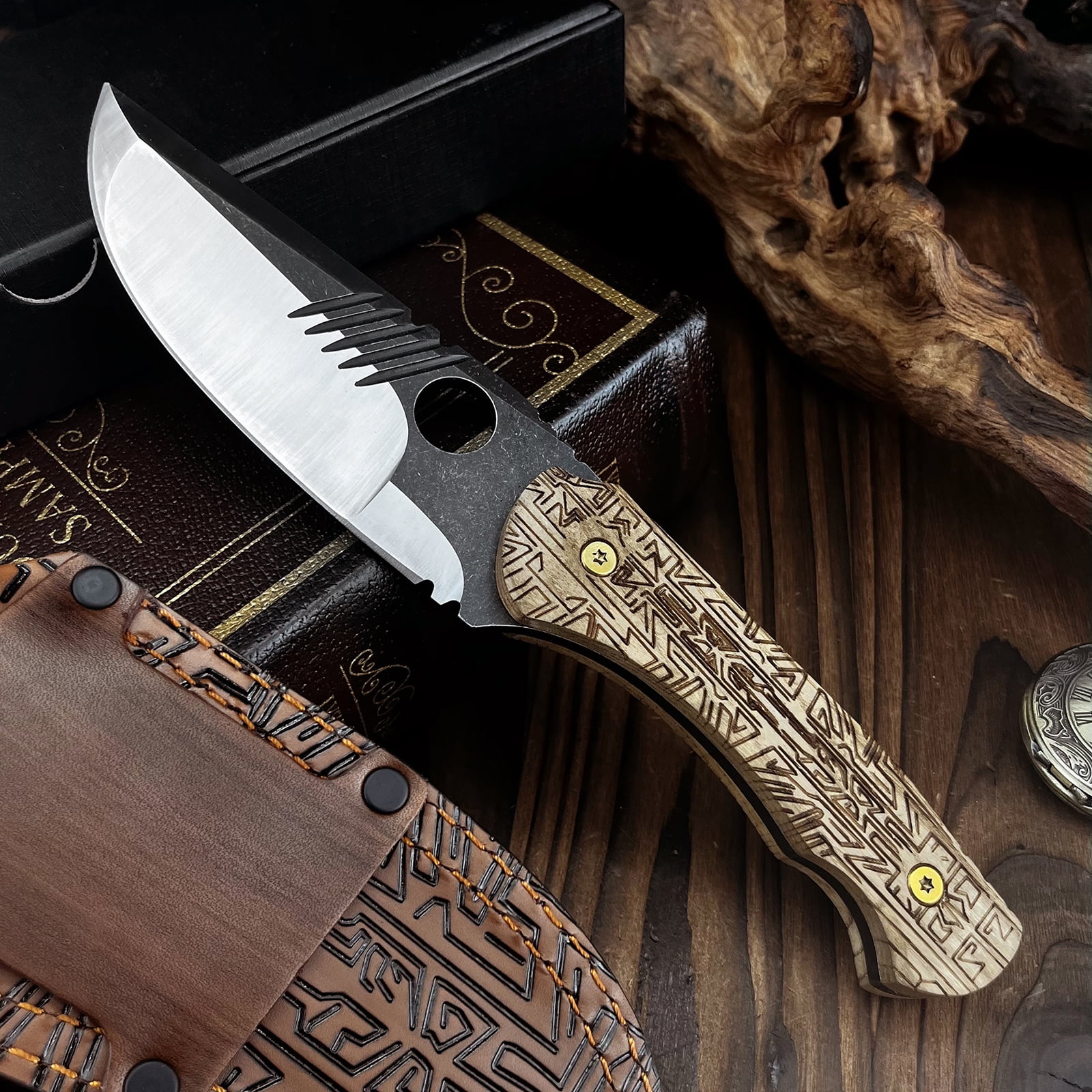 Multipurpose Fixed Blade Utility Knife - 8Cr13Mov Steel Blade with Engraved G10 Handle, Sheath for Home, Office & Light Outdoor Tasks