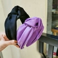 thumbnail image 6 of HEVIRGO Women Headband Solid Color Knotted Sweet Wide Edge Fabric Wrap Hair Hoop Headwear Black Fabric, 6 of 7