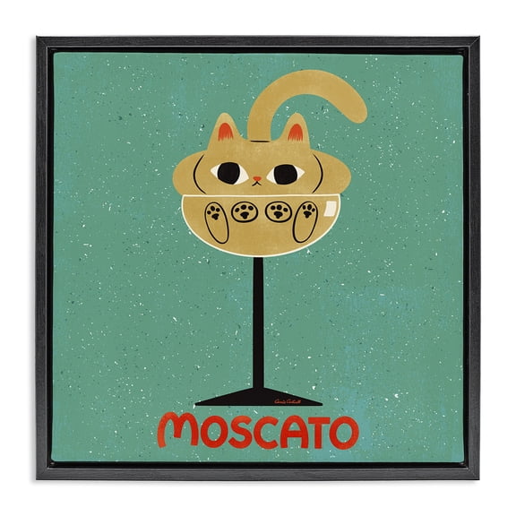 Stupell Industries Moscato Feline Wine Animals Painting Black Floater Framed Canvas Art Print Wall Art, 18 x 18