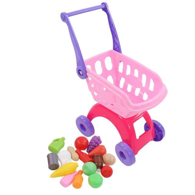 Fruit Shopping Cart Toys, Grocery Cart Toy Multipurpose For Children Blue,Pink