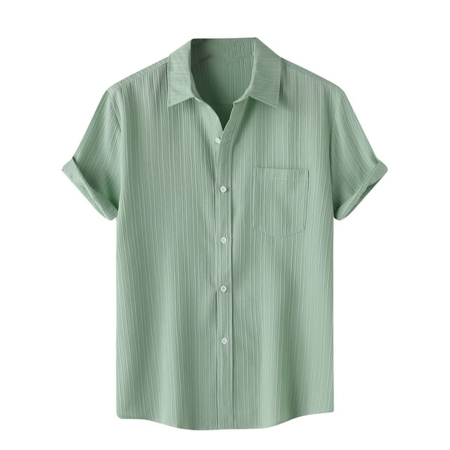 Chemise Décontractée pour Homme Unie à Col Rabattu à Manches Courtes avec Fermeture à Boutons Blouse Hawaïenne