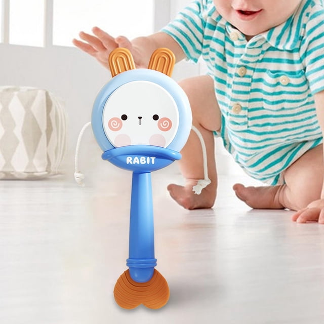 tambor sonajero,Sonajeros para bebé,tambor,juguetes para la dentición para bebés,Juguetes para bebés infantiles Mordedor Masticar Juguetes para recién nacidos,Sonajeros de juguete Azul