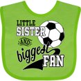 thumbnail image 3 of Inktastic Little Sister and Biggest Fan Soccer Player Girls Baby Bib, 3 of 4