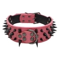 thumbnail image 2 of Flmtop Collier Anti-Morsure pour Chien Chiot en Faux Cuir avec Rivets Rose, 2 of 8
