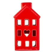 Way to Celebrate! Valentines Day 6in Ceramic House Tabletop Dcor, Red 