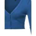thumbnail image 4 of A2Y Women's Solid Cropped Bolero 3/4 Sleeve Button Down V-Neck Cardigan Sweater Viola 1XL, 4 of 5