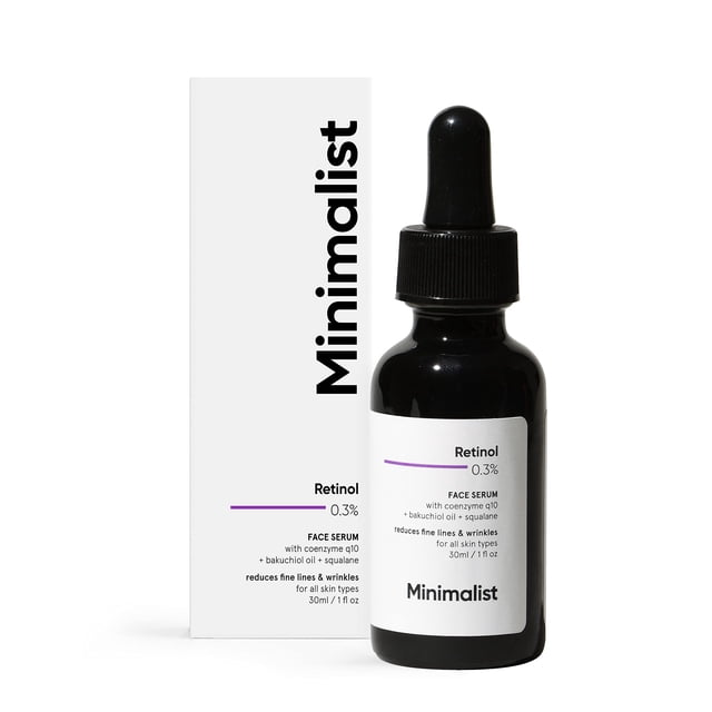 Sérum minimalista antienvejecimiento con retinol al 0.3%, 30 ml, con escualano
