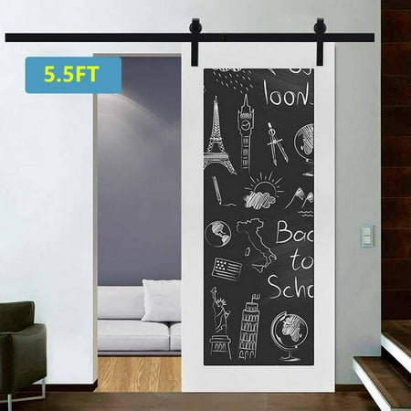 5 5ft Sliding Barn Door Closet Hardware Set Black Wood
