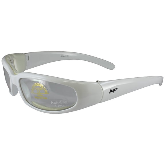 Birdz MF Motowear Padded Motorcycle Sports Sunglasses White Frames   Clear Lenses