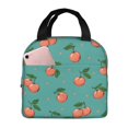 thumbnail image 2 of Teal Peach Fruit Lunch Bag Thick Aluminum Foil Lunch Tote for Women Office Picnic Gift, 2 of 7