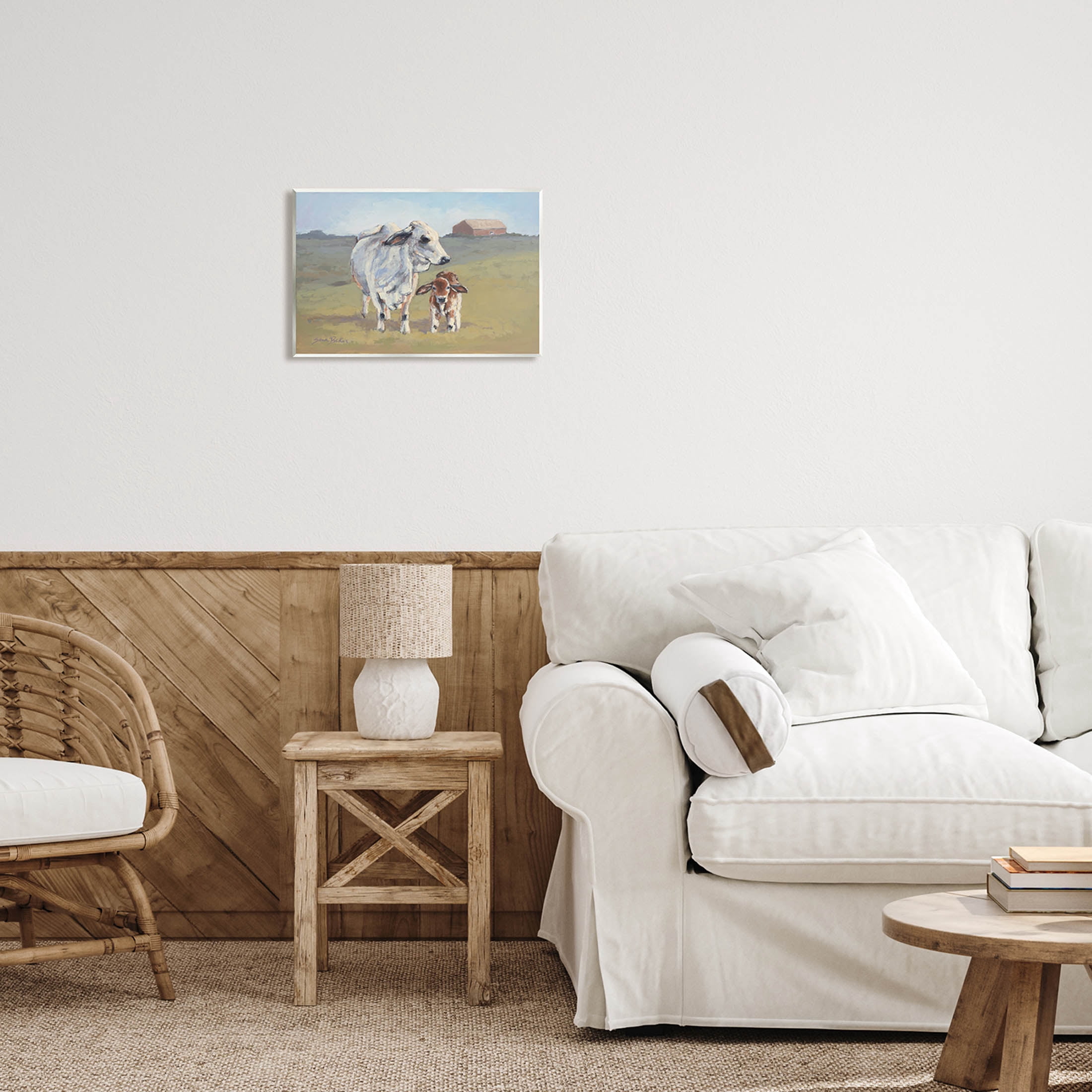 Baby Cow Family Farm Portrait Animals & Insects Painting Unframed Art Print Wall Art