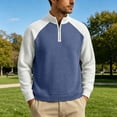 thumbnail image 6 of TOUMENY Men Half Zip Sweater Stand Collar Long Sleeve Color Block Casual Loose Pullover Fall Winter Fashion Knit Tops Blue XXXXXL, 6 of 7