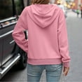 thumbnail image 4 of Miluxas Womens Hoodies Button Collar Drawstring Hooded Pullover Sweatshirt Casual Long Sleeve Tops Shirts Pink M(M), 4 of 7