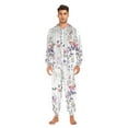 thumbnail image 3 of FORMRS Onesies Pajama for Adults Unisex Hoodie Winter Jumpsuit One Piece Sleepwear, Sizes S-2XL, Purple Wildflowers, 3 of 7