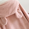 thumbnail image 6 of Htigea Women's Fleece Robe Soft Long Sleeve Hooded Nightgown Button Down Housecoat Cute Shower Spa Robes with Pockets Pink,L, 6 of 9