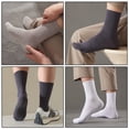thumbnail image 3 of LDU Men's Crew Socks with Non-Slip Sole, Solid Color Cotton Athletic Socks with Moisture-Wicking for Sports & Daily Use, 3 Pairs, 3 of 6