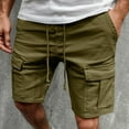 thumbnail image 5 of Cargo Shorts for Men 5 Inch Casual Drawstring Relax Fit Elastic Waist Summer Beach Linen Shorts Breathable Fabric Ideal for Outdoor Adventures (Army Green, L), 5 of 8