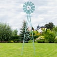 thumbnail image 2 of 8FT Weather Resistant Windmill, Outdoor Garden Metal Windmills Weather Vane for Yard Lawn, Blue, 2 of 7