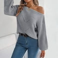 thumbnail image 4 of Bibifish Womens Sweaters Trendy Openwork Off The Shoulder Sweaters Batwing Long Sleeve Going Out Autumn Spring Pullover Knit Tops, 4 of 7