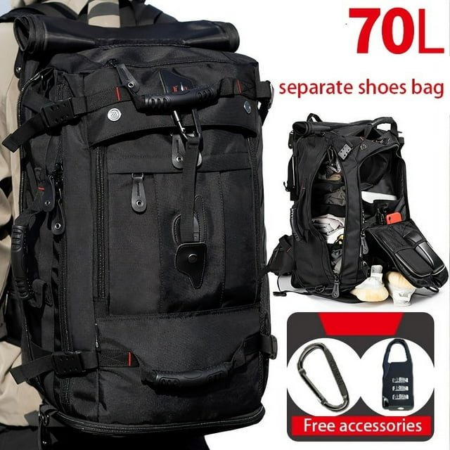 1 Pce Sac à Dos de Voyage Sac à Dos Cabine Sac de Sport Convertible Durable Convient à un Ordinateur Portable de 15,6 Pouces pour Hommes Randonnée Chaussures d'Avion Sac Extensible Trois Sens Utilisations Multiples