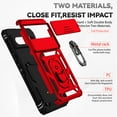 thumbnail image 4 of Jiahe Cover for Google 7 6.3" (2022) Stand Case, Heavy Duty Slide Cover & Ring Kickstand Military Shockproof Armor Case Compatible with Magnetic Car Mount Holder, Red, 4 of 9