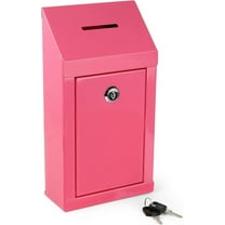 My Charity Boxes Metal Heavy Duty Waterproof Collection Box, 2.80" x 5.70" x 10.20", Pink
