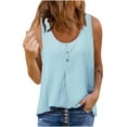 thumbnail image 2 of Herrnalise Women Basic Sleeveless Vest Crop Tank Top Fashion Women's Casual Round Neck Solid Color Button Sleeveless Tops T-Shirt Tank Blouse, 2 of 6