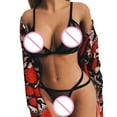 thumbnail image 3 of Gibobby Lencería de encaje para mujer Conjunto de lencería con aros de 2 piezas para mujer, ropa interior de dos piezas, ropa interior, ropa de dormir, conjunto de lencería co(Negro, L), 3 of 5