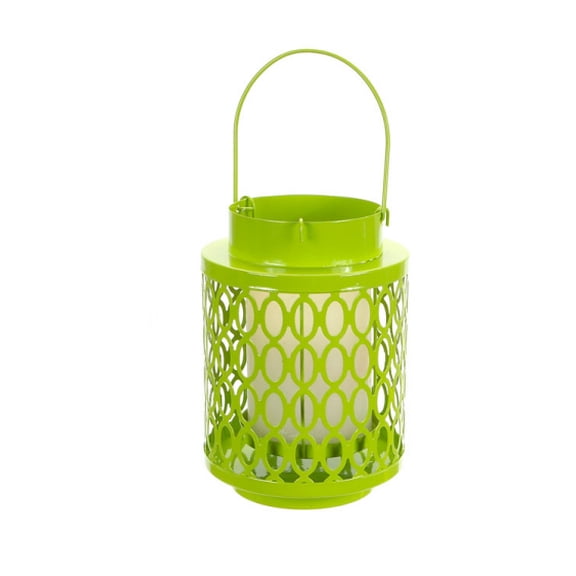 Melrose 10" Tropicalia Bright Green Oval Cut Pillar Candle Holder Lantern