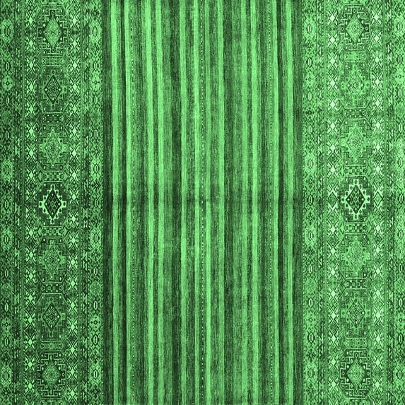 Ahgly Company Indoor Square Southwestern Emerald Green Country Area Rugs, 7' Square