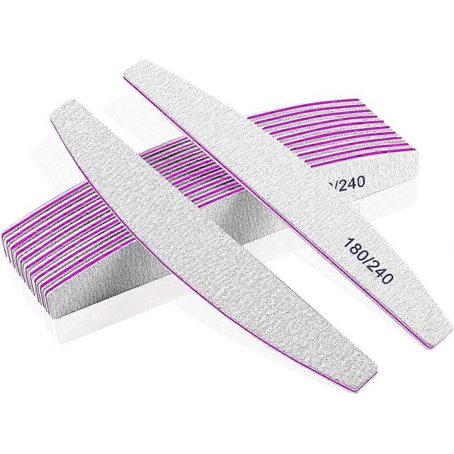 Limas de uñas profesionales, lima de doble cara para uñas, grano 180/240, gruesas