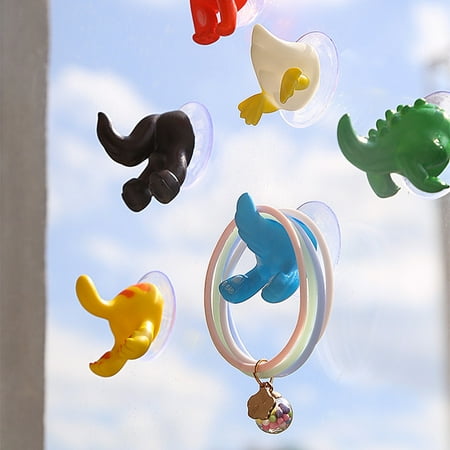 

Wanwan 6 Pcs/Set Storage Hook Multifunctional Punch-Free Durable Waterproof Sturdy Suction Cup Great Stickiness Cute Cartoon Design Bathroom Hooks for Home