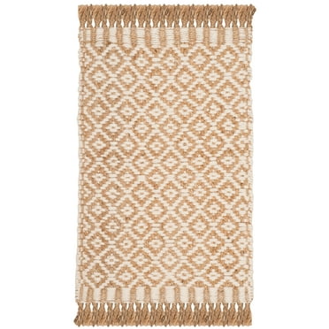 SAFAVIEH Natural Fiber Johanna Geometric Jute Area Rug, Natural/Ivory, 2'3" x 4'
