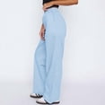 thumbnail image 4 of aidice Fall Casual Pants for Women Striped Elastic High Waisted Straight Leg Seniors Trousers, 4 of 7