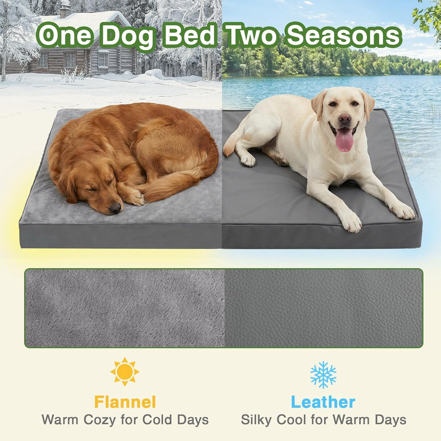 Waterproof Outdoor Dog Bed Large Medium Sized Dogs, Washable Crate Pad 35 inch, Foam Orthopedic Pet Beds with Removable Cover,Durable Anti-Slip Kennel Pads 35"x22", Gray