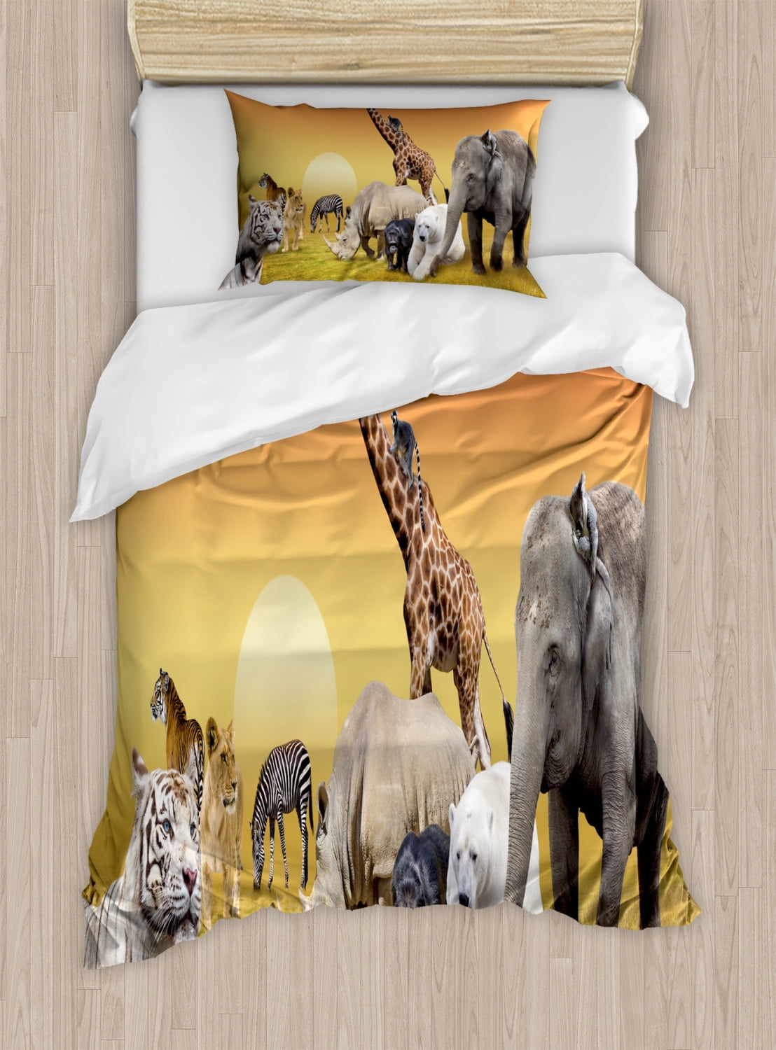 Home & Living Elephant 100% Organic Cotton Print of Safari Animals ...