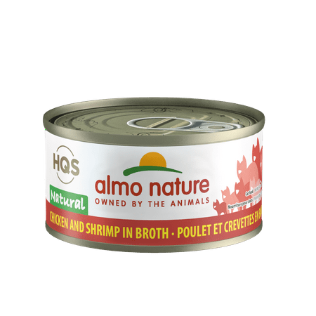 (24 Pack) Almo Nature HQS Natural Chicken and Shrimps in broth Grain Free Wet Cat Food, 2.47 oz. Cans