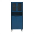 thumbnail image 5 of Dtwnek 2 Glass Display Door Storage Cabinet with Open Shelf, Tall Kitchen Pantry Cabinet with Handles, Modern Cabinet for Bathroom, Dining Rooom, Living Room, Blue, 5 of 10
