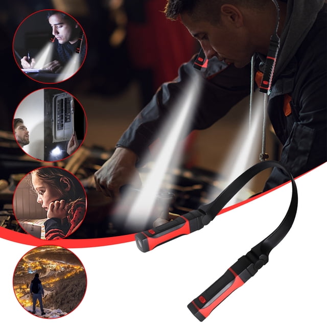 Lámpara de lectura de cuello recargable USB para el Día del Padre | Luz de libro LED ajustable de 2 modos | Brazo suave y flexible | Reparación de automóviles portátiles al aire libre | Funciona con