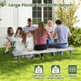 thumbnail image 4 of Topbuy Picnic Table Bench Set for 8 Person Outdoor Camping Table & 2 Benches with Metal Frame All-Weather Tabletop Grey, 4 of 10